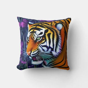 Abstract Wild Majestic Predator Tiger Throw Pillow