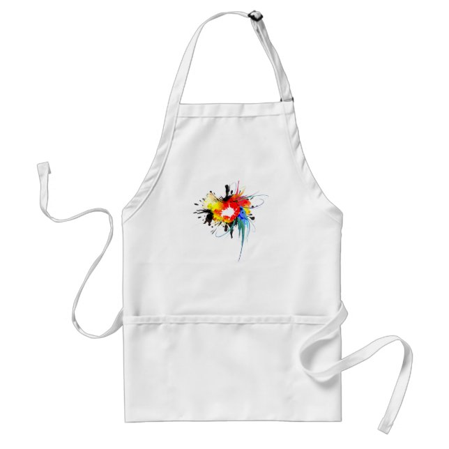 Abstract Wild Parrot Paint Splatters Adult Apron (Front)