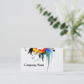 Abstract Wild Parrot Paint Splatters Business Card (Standing Front)