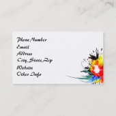 Abstract Wild Parrot Paint Splatters Business Card (Back)