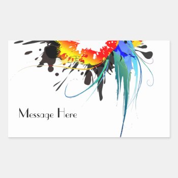 Abstract Wild Parrot Paint Splatters Rectangular Sticker by UTeezSF at Zazzle