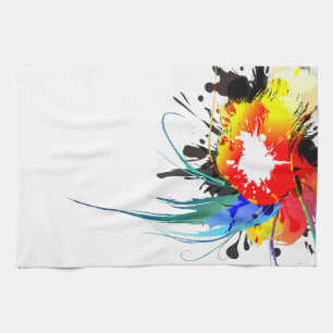 Abstract Wild Parrot Paint Splatters Towel