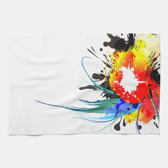 Abstract Wild Parrot Paint Splatters Towel (Horizontal)