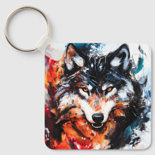 Abstract Wild Spirit Wolf Keychain