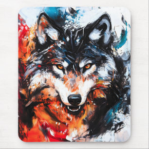 Abstract Wild Spirit Wolf Mouse Pad