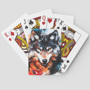 Abstract Wild Spirit Wolf Poker Cards