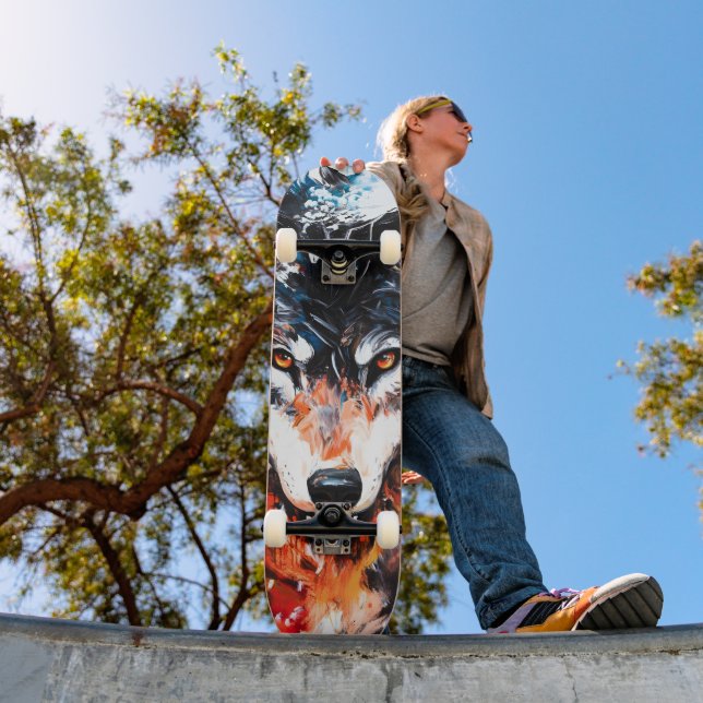 Abstract Wild Spirit Wolf Skateboard (Outdoor 1)