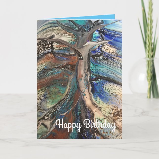 Abstract wild tree birthday holiday card (Front)