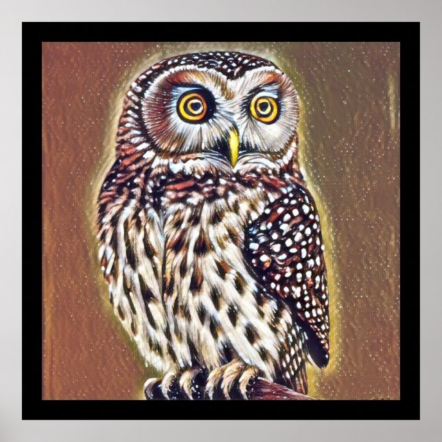 Abstract Wilderness Forest Owl Art Poster (Front)