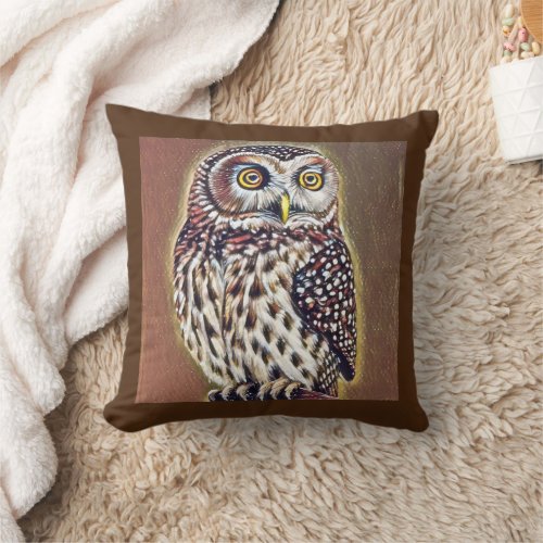 Abstract Wilderness Forest Owl Art Throw Pillow
