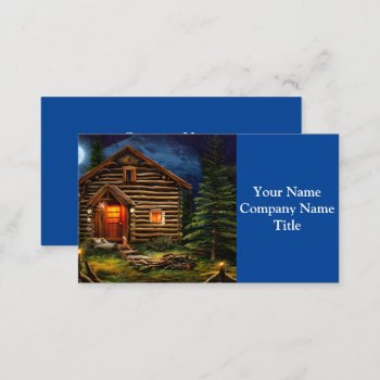 Abstract Wilderness Little Cabin Business Card by CottageCountryDecor at Zazzle