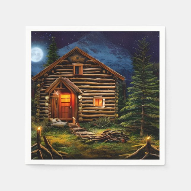 Abstract Wilderness Little Cabin Napkins (Front)