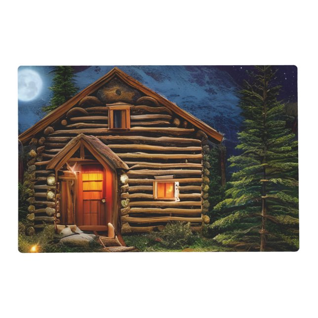 Abstract Wilderness Little Cabin Placemat (Front)