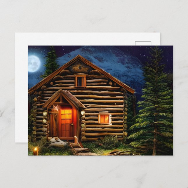 Abstract Wilderness Little Cabin Postcard (Front/Back)