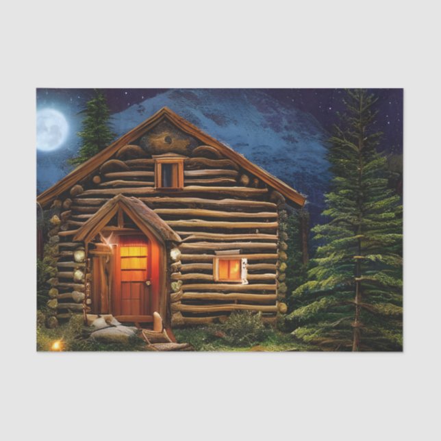 Abstract Wilderness Little Cabin Tissue Paper (Front)