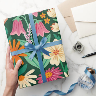 Abstract Wildflowers Butterflies Wrapping Paper
