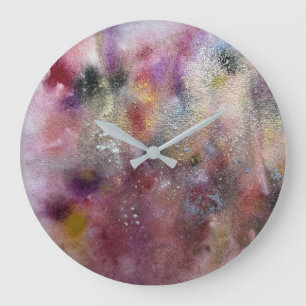 Abstract wildflowers large clock