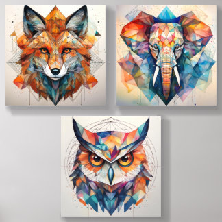 Abstract Wildlife Watercolor 3 Piece Acrylic Photo Tile