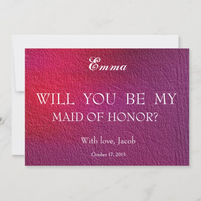 Abstract Will You Be My MAID OF HONOR Invitation (Front)
