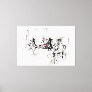Abstract Wine Dinner Scene - Canvas Print