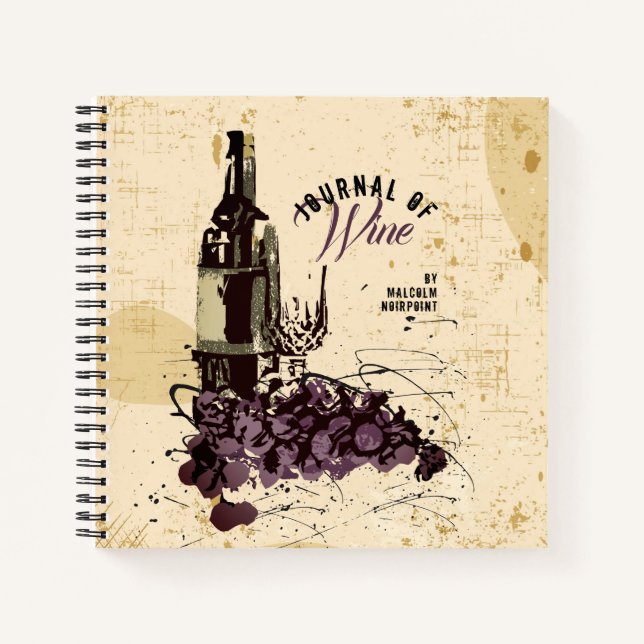 Abstract wine grapes journal food pairing notebook (Front)