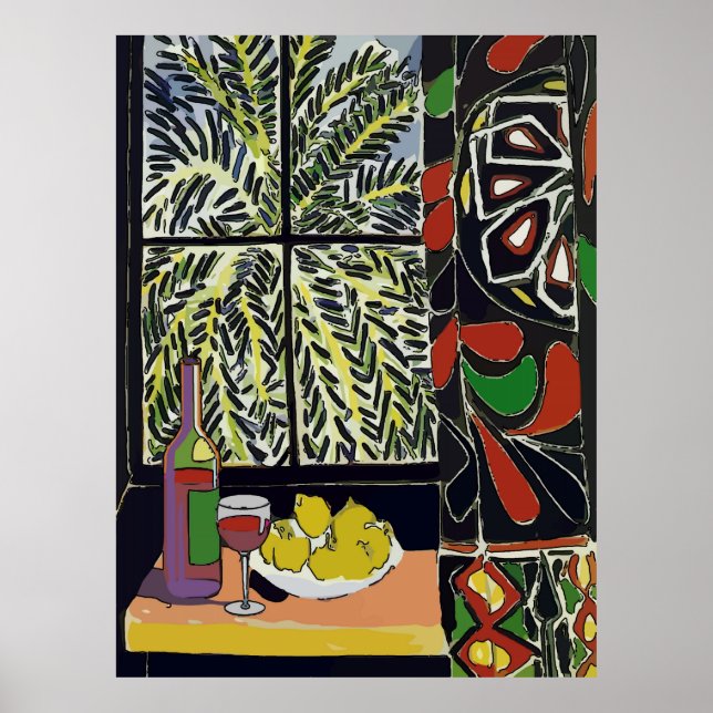 Abstract, Wine In Palm Window Poster (Front)