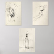 Abstract Wine Triptych -