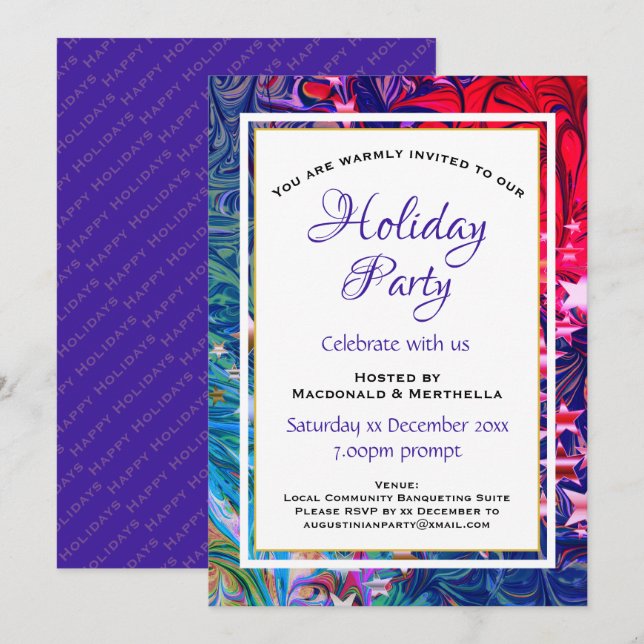 Abstract Winter | Festive Christmas HOLIDAY PARTY Invitation (Front/Back)