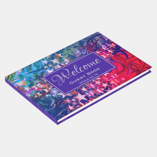 ABSTRACT Winter Purple  Christmas Stars  WELCOME Guest Book