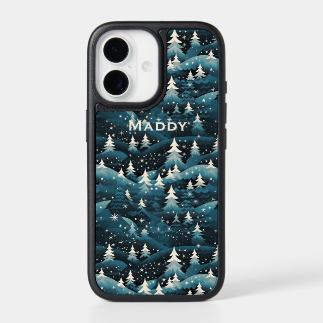 Abstract Winter Scene Trees Stars Snow iPhone 17  (Back)