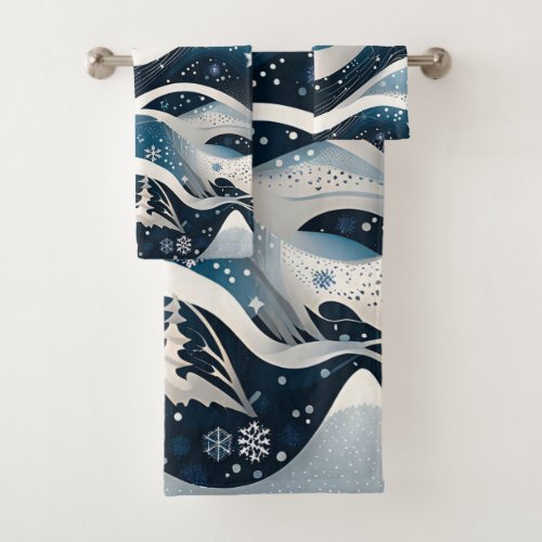 Abstract Winter Wonderland Bath Towel Set