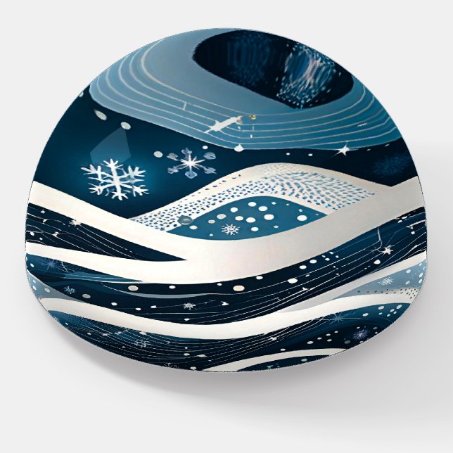 Abstract Winter Wonderland Dome Paperweight (Angled)