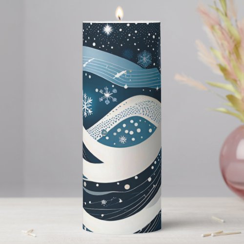 Abstract Winter Wonderland  Pillar Candle