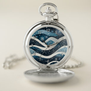 Abstract Winter Wonderland Pocket Watch