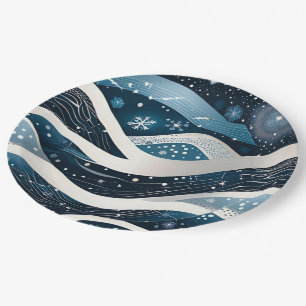 Abstract Winter Wonderland Round Paper Plates