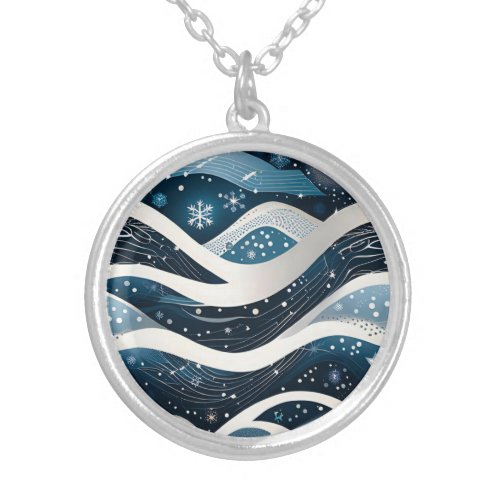 Abstract Winter Wonderland  Silver Plated Necklace