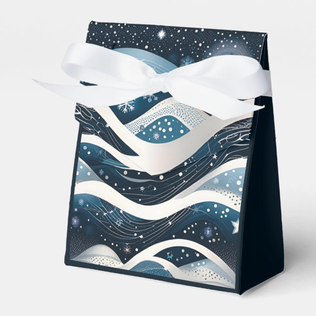 Abstract Winter Wonderland Tent Favor Boxes (Front Side)