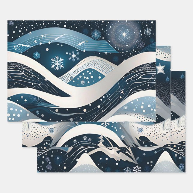 Abstract Winter Wonderland Wrapping Paper Sheets (Set)