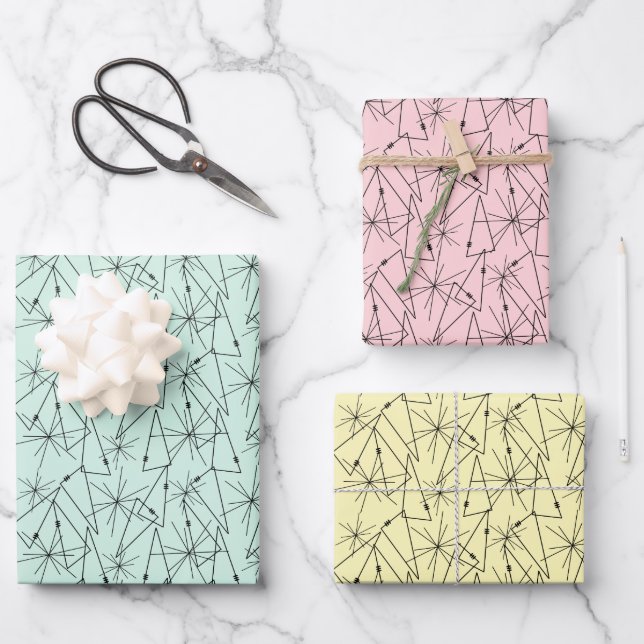 Abstract Wire-Tree Mid-Century Art Any Occasion Wrapping Paper Sheets (Front)