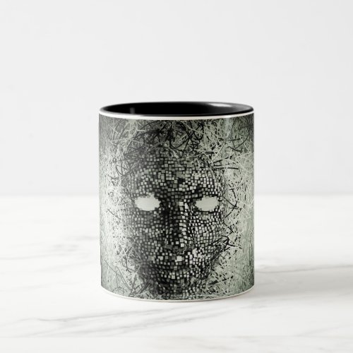 Abstract Wires Mask Two_Tone Coffee Mug