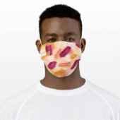 Abstract Wispy Watercolor Brush Strokes Peach Adult Cloth Face Mask (Worn)