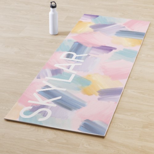Abstract Wispy Watercolor Brush Strokes Pink Yoga Mat