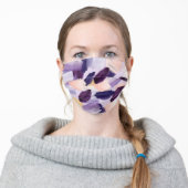 Abstract Wispy Watercolor Brush Strokes Purple Adult Cloth Face Mask (Worn)