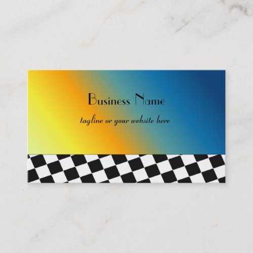 Abstract With Black and White Checkered Border Business Card