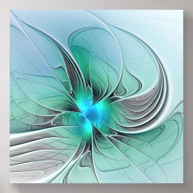 Abstract With Blue, Modern Fractal Art Acrylic Photo Tile (Front Set)