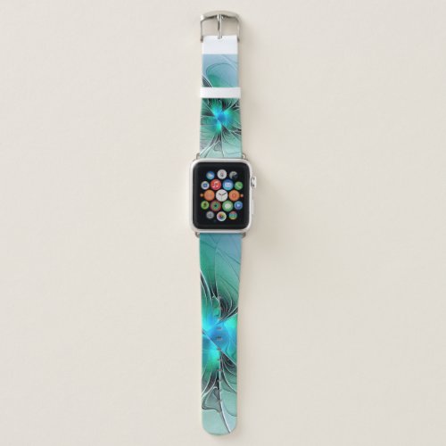 Abstract With Blue Modern Fractal Art Apple Watch Band