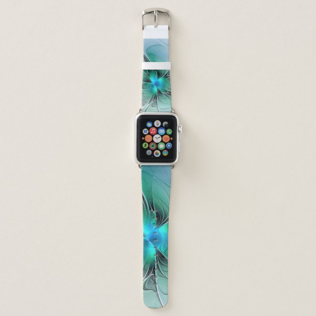 Abstract With Blue, Modern Fractal Art Apple Watch Band (Front)