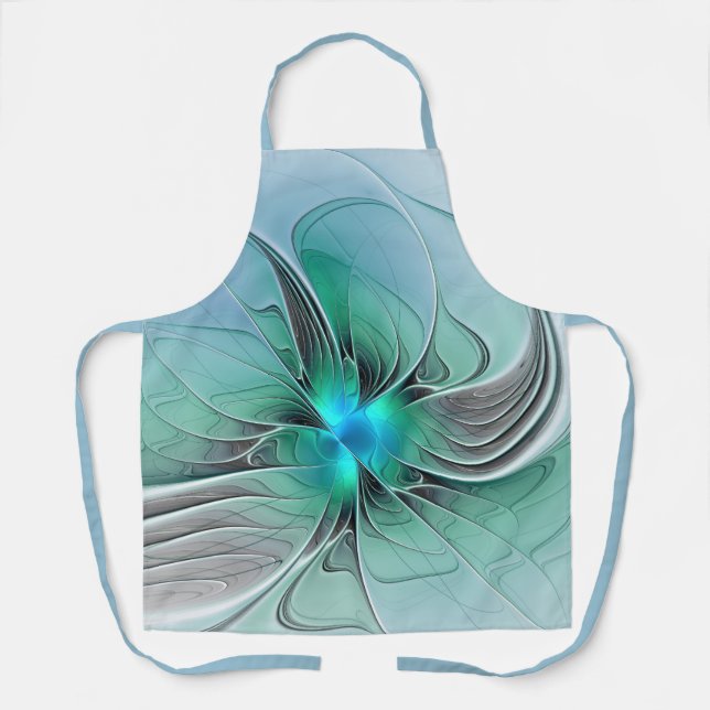 Abstract With Blue, Modern Fractal Art Apron (Front)
