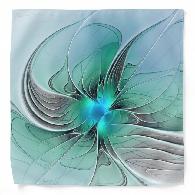 Abstract With Blue, Modern Fractal Art Bandana (Front)
