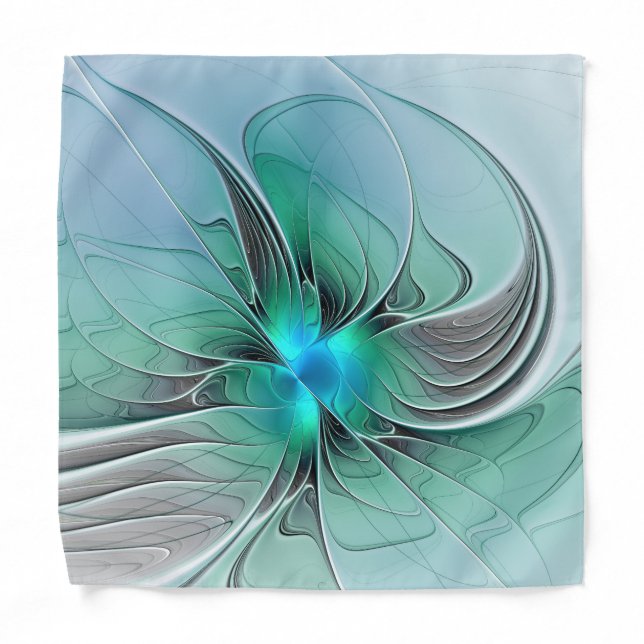 Abstract With Blue, Modern Fractal Art Bandana (Front)